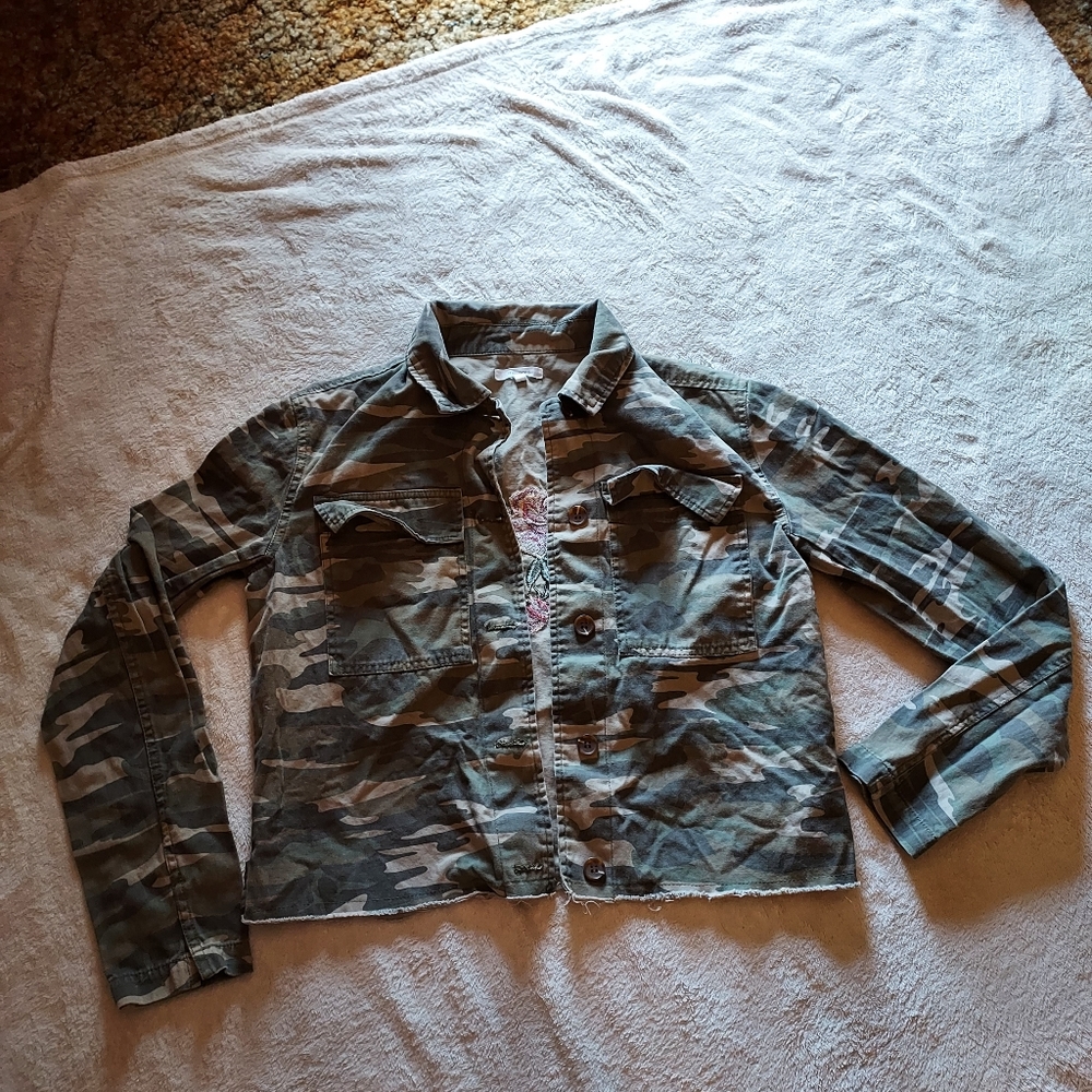 MAURICES Camo Floral Embroidered Jacket